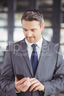 Businessman using cellphone in office