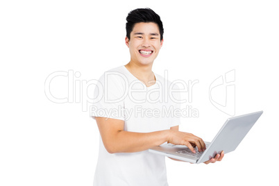 Young man using laptop