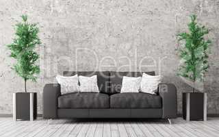 Modern interior of room with sofa 3d render