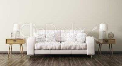 Interior of living room with sofa 3d render