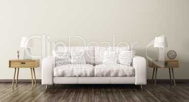 Interior of living room with sofa 3d render