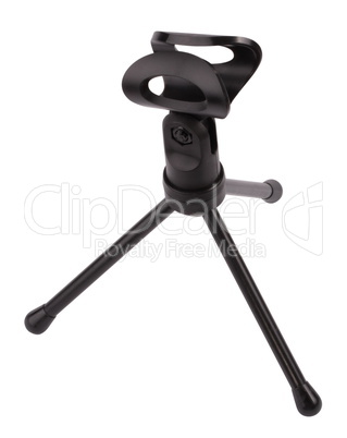 black microphone tripod isolated on white