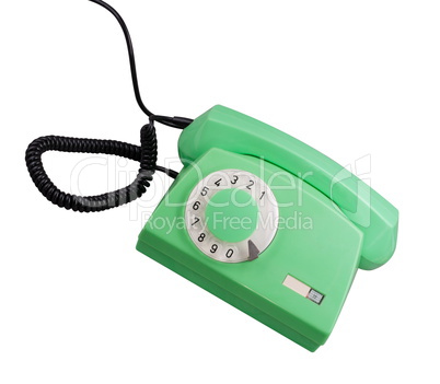 Old Green Rotary Telephone isolated