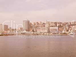 View of Genoa Italy from the sea vintage