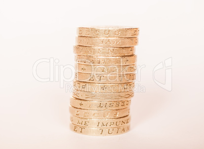 Pound coin pile vintage