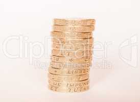 Pound coin pile vintage