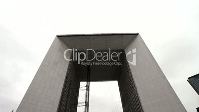 La Défense Paris. Grande Arche. Medium shot, zoom in, zoom out.