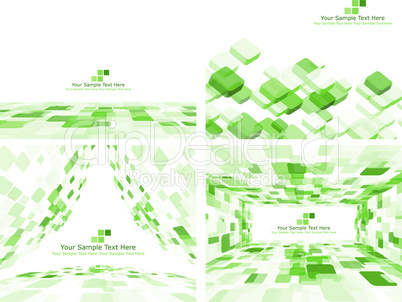 Set of 4 Checkered Green Background