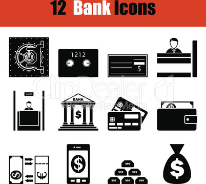 Set of twelve bank icons