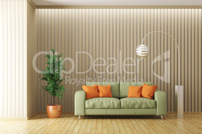 Modern interior of living room with sofa 3d render