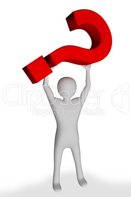 Human figure holding up question mark