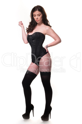 pretty pinup girl on white background