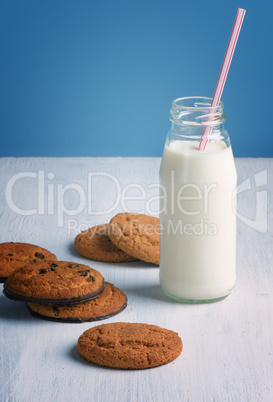 chip cookies with a milk bottle