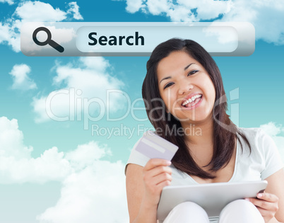 Caucasian woman holding shopping bags outdoor