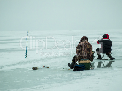Ice fishing in Russia