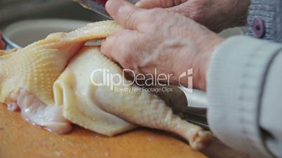 Close up of cleaning chiken meat
