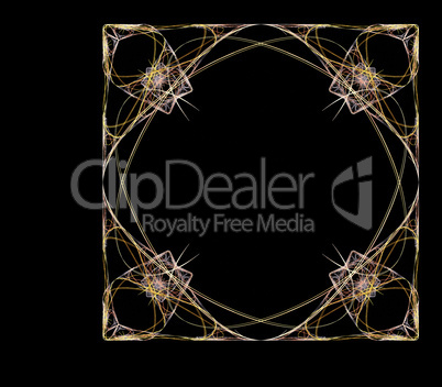 Fractal images : beautiful pattern frame on black background.