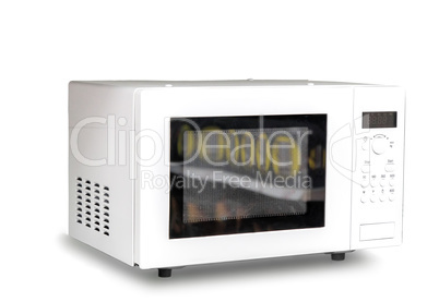 Microwave on white background.