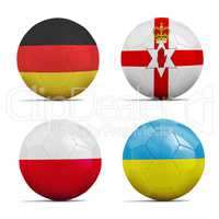 Soccer balls with group C team flags, Football Euro 2016.