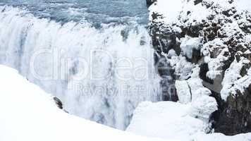 Waterfall Gullfoss in Iceland, wintertime