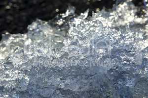 Closeup of an ice block at a glacier lagoon in Iceland
