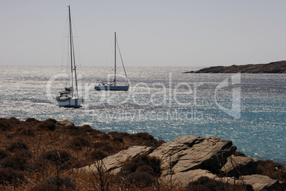 yachts are beautiful lagoon in sunny summer day