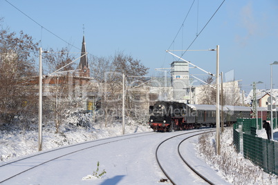 Dampflok im Winter