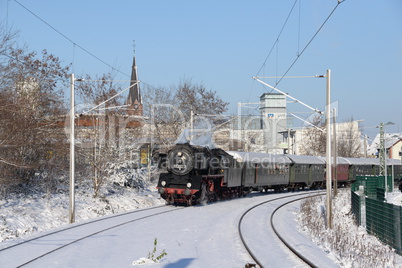 Dampflok im Winter