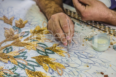Master make artistic mosaics. Mosaic in Jordan