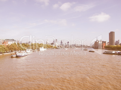 River Thames in London vintage