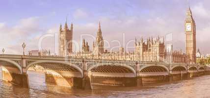 Fisheye view of Westminster Bridge vintage