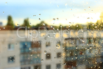 droplets of water on glass