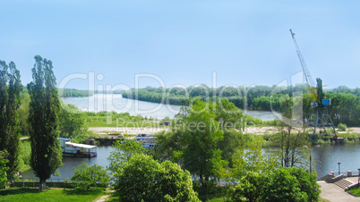 view to the river port in Chernihiv