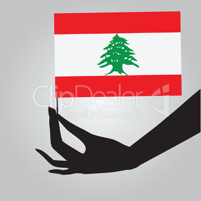 Hand with flag Lebanon
