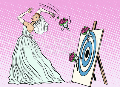 The bride's bouquet flower girl throws on target