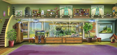 Home Interior with Aquariums