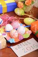 holiday gift box with painted easter eggs