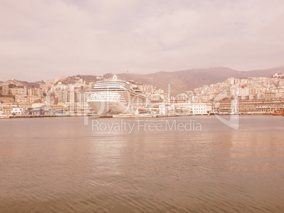 View of Genoa Italy from the sea vintage