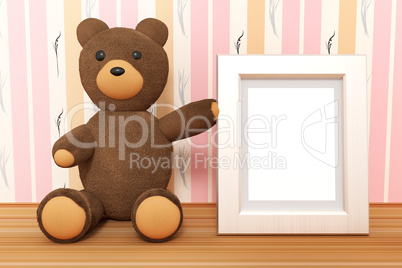 Teddy with empty picture frame