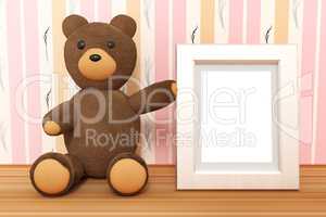 Teddy with empty picture frame
