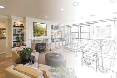 Living Room Drawing Gradation Into Photograph