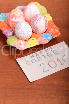 Hand painted Easter eggs, Happy Easter invitation card