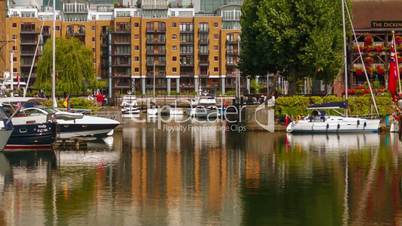 Timelpase of St Katharine Docks in London, UK