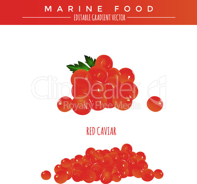 Red caviar illustration. Marine food, editable gradient vector