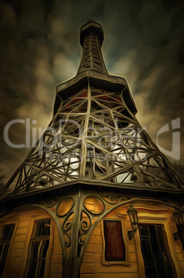Petrin Lookout Tower - mixed media