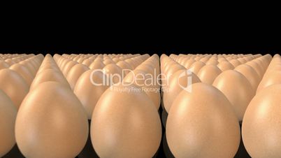 Travelling Through a Maze of 3D Eggs on Black Background