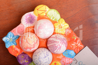 Hand painted Easter eggs, Happy Easter invitation card