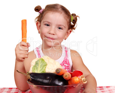 beauty little girl with vegetables