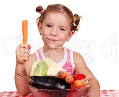 beauty little girl with vegetables