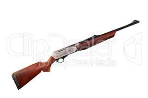 new hunting rifle with engraving isolated on white